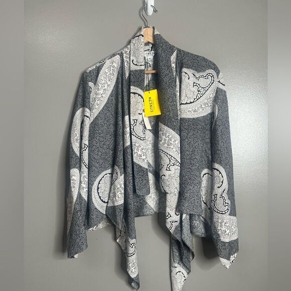 Citron Santa Monica silk open blouse size 1X paisley floral draped artsy artist - Picture 5 of 10